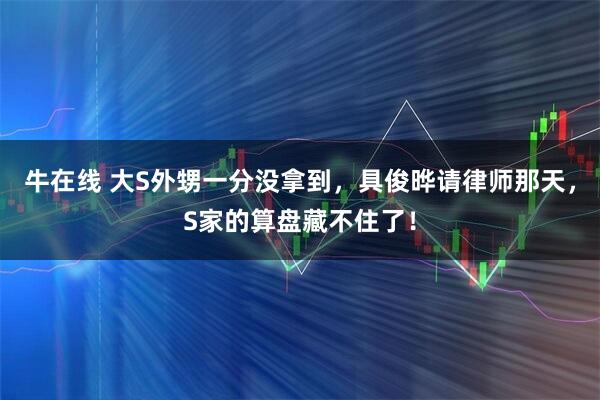 牛在线 大S外甥一分没拿到,具俊晔请律师那天,S家的算盘藏不住了!